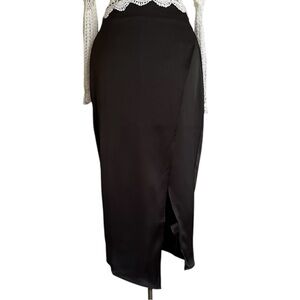 Rachel Zoe Silky Pencil Skirt Faux Wrap/Split
